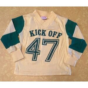 VTG 70s 80s Tog-a-Longs Boys Football Kick Off Long Sleeve Shirt Size 3T